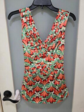 XOXO Floral Sleeveless Tank Blouse – Women’s Small Side Zip